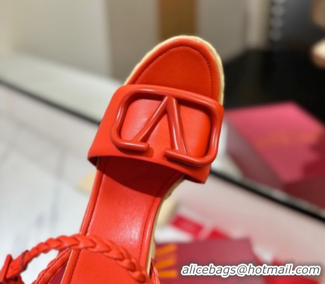 Luxury Valentino VLogo Calfskin Leather Platform Sandals 11.5cm Orange 2025 VA082112 0821123