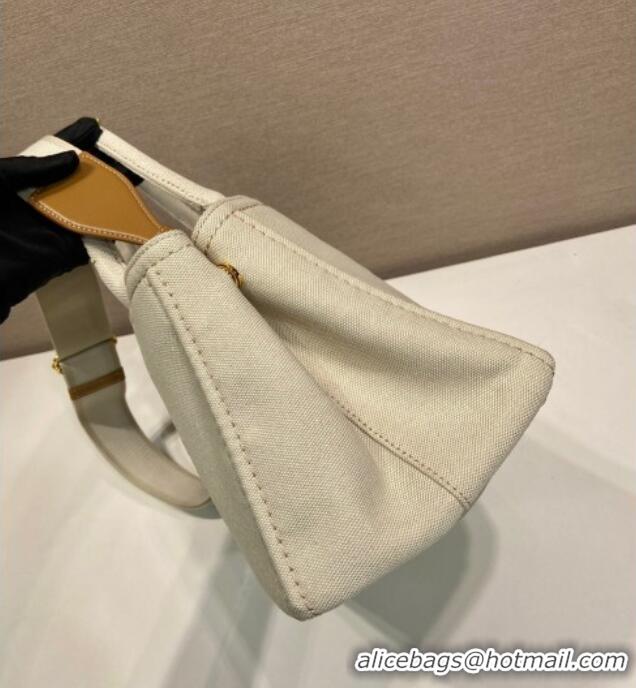 Buy Discount Prada Jardiniere large canvas handbag 1BG554 White 2025