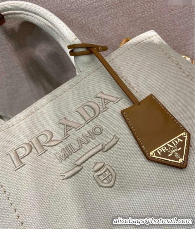 Buy Discount Prada Jardiniere large canvas handbag 1BG554 White 2025