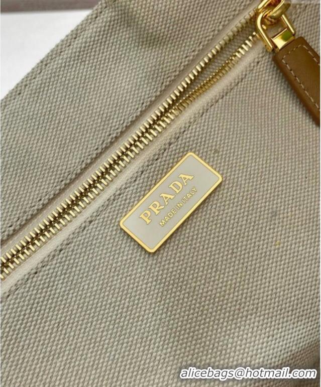 Buy Discount Prada Jardiniere large canvas handbag 1BG554 White 2025