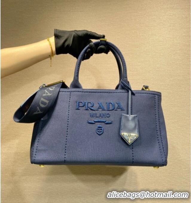 Cheap Prada Jardiniere large canvas handbag 1BG554 Baltic Blue 2025