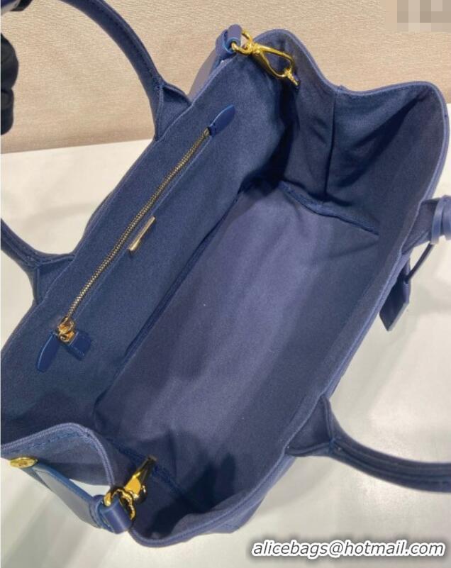 Cheap Prada Jardiniere large canvas handbag 1BG554 Baltic Blue 2025