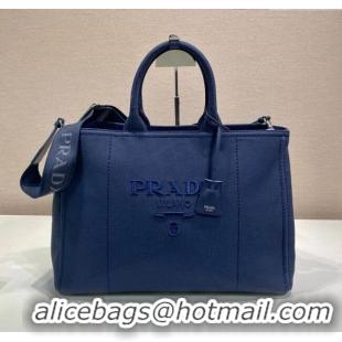 Super Quality Prada Mens Jardinière extra-large cotton canvas tote bag 2VG131 Baltic Blue 2025