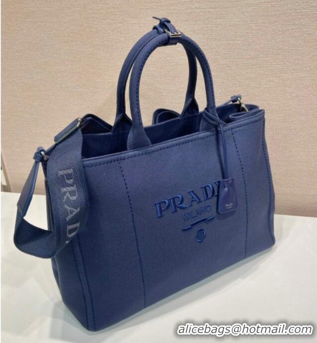 Super Quality Prada Mens Jardinière extra-large cotton canvas tote bag 2VG131 Baltic Blue 2025