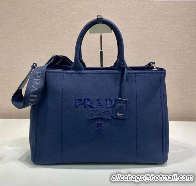 Super Quality Prada Mens Jardinière extra-large cotton canvas tote bag 2VG131 Baltic Blue 2025