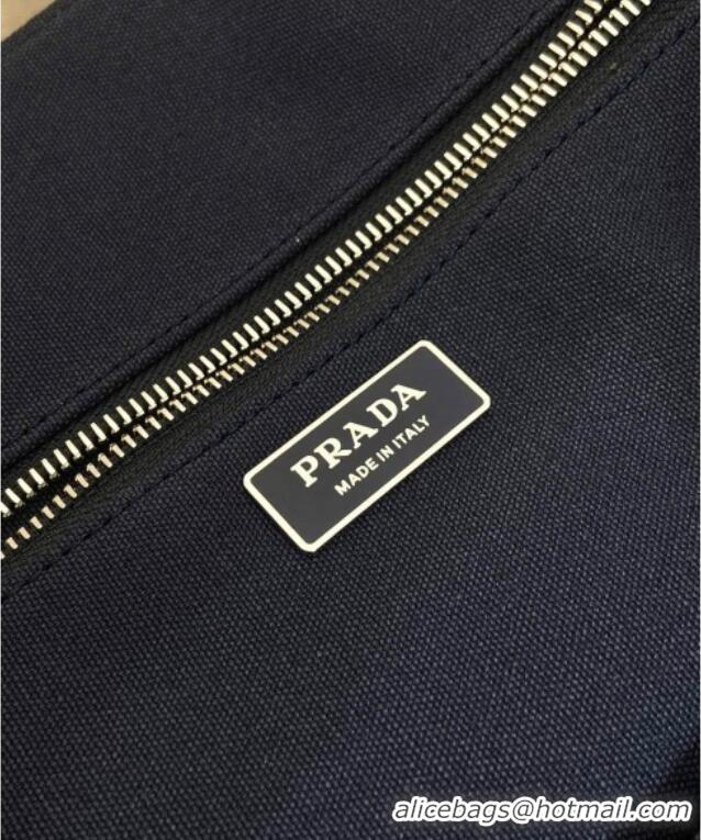 Super Quality Prada Mens Jardinière extra-large cotton canvas tote bag 2VG131 Baltic Blue 2025