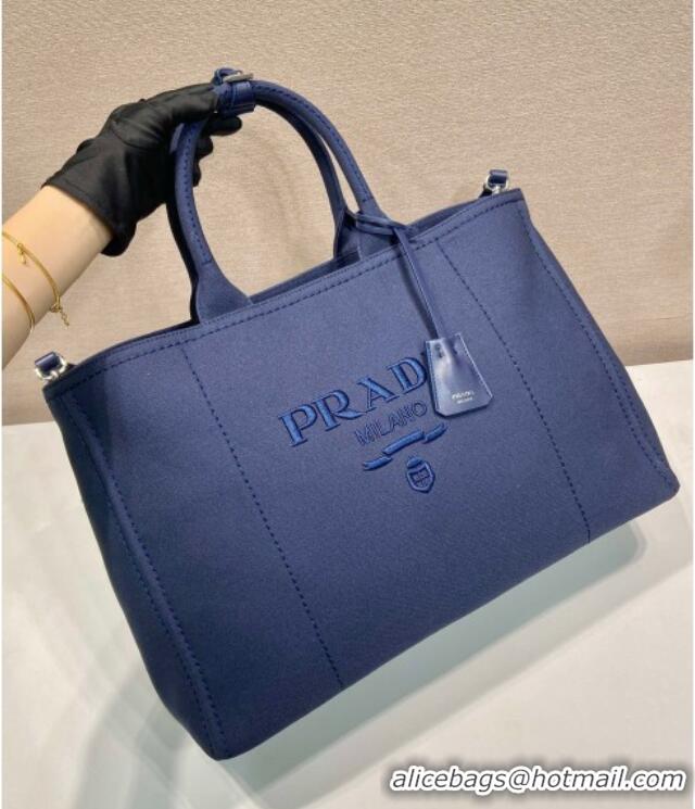 Super Quality Prada Mens Jardinière extra-large cotton canvas tote bag 2VG131 Baltic Blue 2025