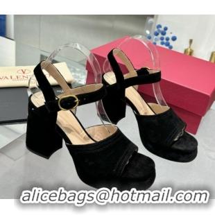 Unique Style Valentino Fawcette Platform Sandals 10cm in Suede Black 0902031