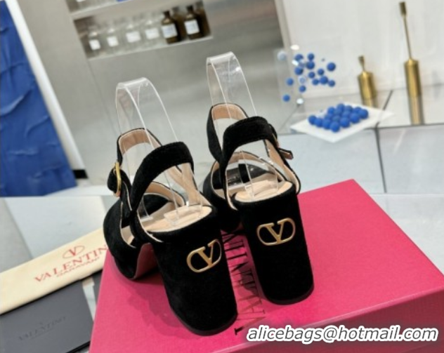 Unique Style Valentino Fawcette Platform Sandals 10cm in Suede Black 0902031