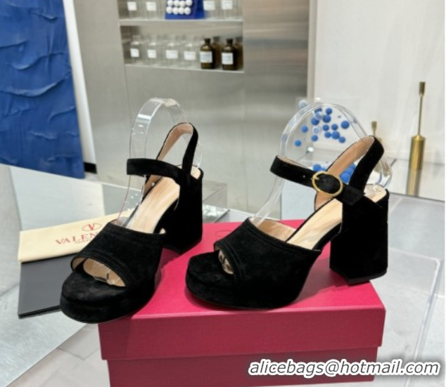 Unique Style Valentino Fawcette Platform Sandals 10cm in Suede Black 0902031