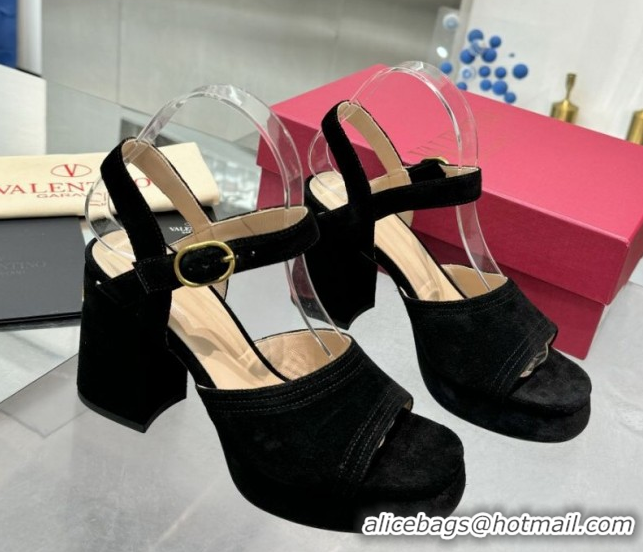 Unique Style Valentino Fawcette Platform Sandals 10cm in Suede Black 0902031