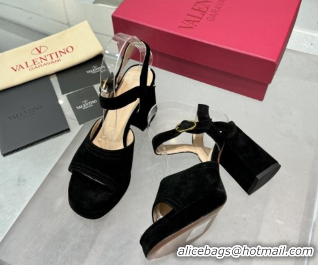 Unique Style Valentino Fawcette Platform Sandals 10cm in Suede Black 0902031