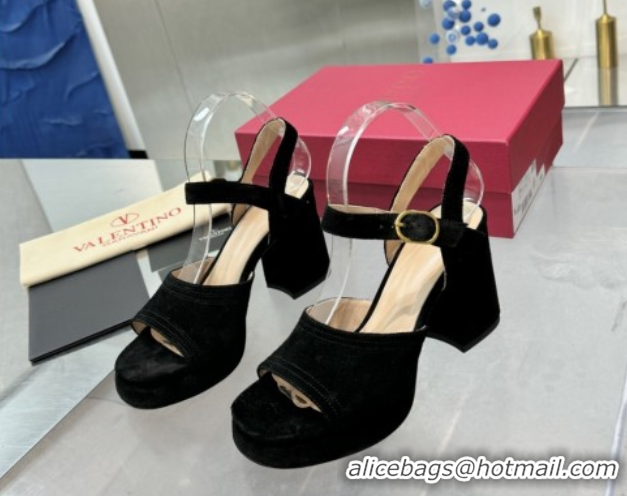 Unique Style Valentino Fawcette Platform Sandals 10cm in Suede Black 0902031