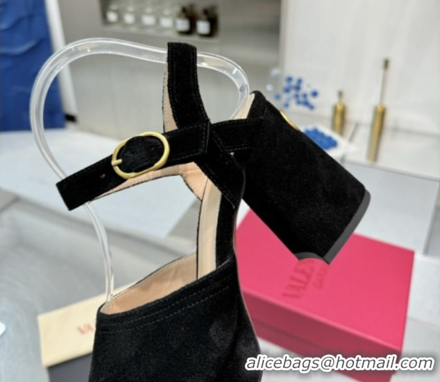 Unique Style Valentino Fawcette Platform Sandals 10cm in Suede Black 0902031