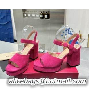 Pretty Style Valentino Fawcette Platform Sandals 10cm in Suede Pink 0902032