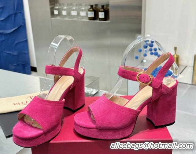 Pretty Style Valentino Fawcette Platform Sandals 10cm in Suede Pink 0902032