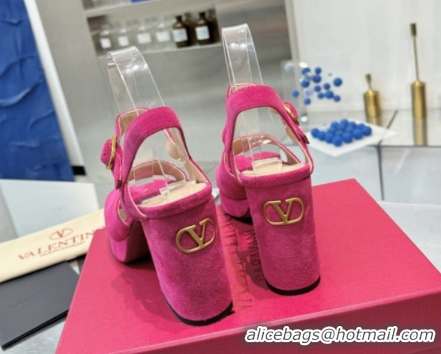 Pretty Style Valentino Fawcette Platform Sandals 10cm in Suede Pink 0902032