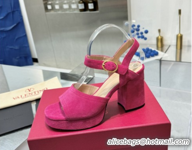 Pretty Style Valentino Fawcette Platform Sandals 10cm in Suede Pink 0902032