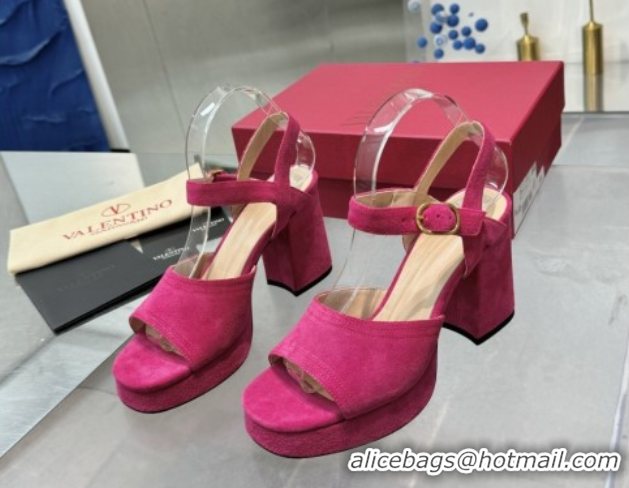 Pretty Style Valentino Fawcette Platform Sandals 10cm in Suede Pink 0902032