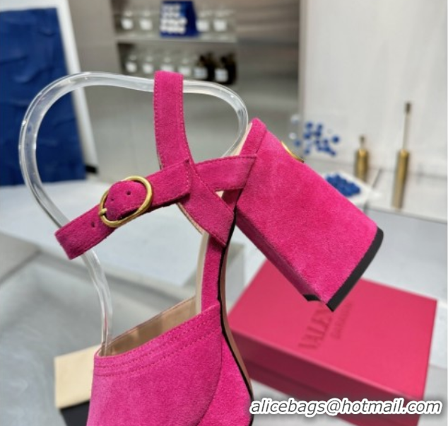 Pretty Style Valentino Fawcette Platform Sandals 10cm in Suede Pink 0902032