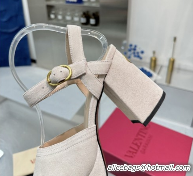 Most Popular Valentino Fawcette Platform Sandals 10cm in Suede Light Grey 0902036