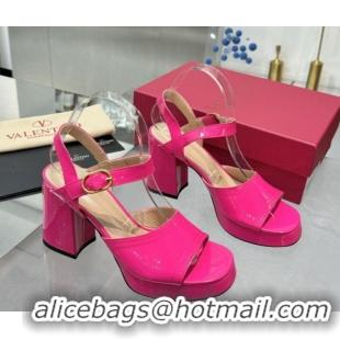 Best Product Valentino Fawcette Platform Sandals 10cm in Polished Calfskin Pink 0902037