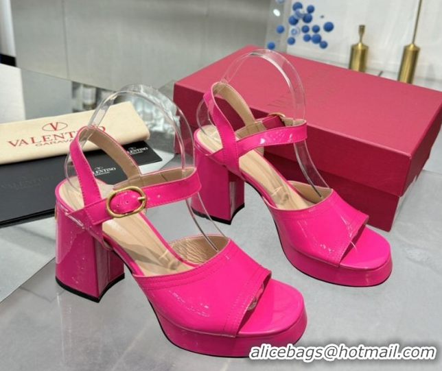 Best Product Valentino Fawcette Platform Sandals 10cm in Polished Calfskin Pink 0902037