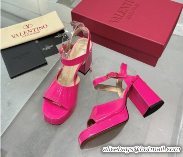 Best Product Valentino Fawcette Platform Sandals 10cm in Polished Calfskin Pink 0902037