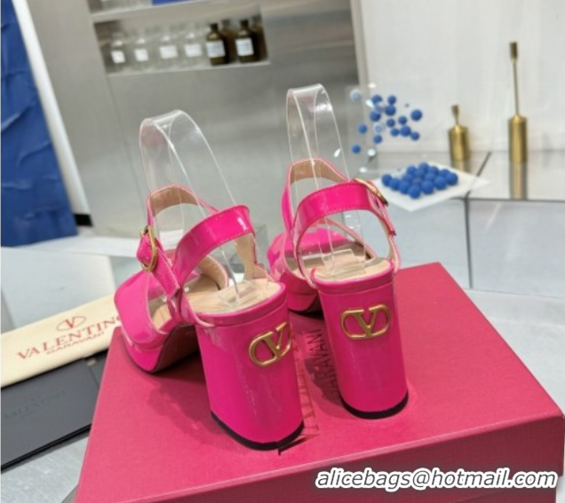 Best Product Valentino Fawcette Platform Sandals 10cm in Polished Calfskin Pink 0902037