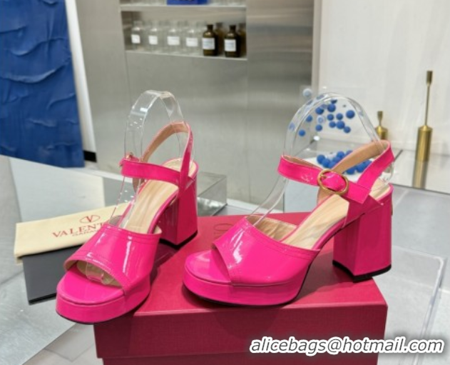 Best Product Valentino Fawcette Platform Sandals 10cm in Polished Calfskin Pink 0902037