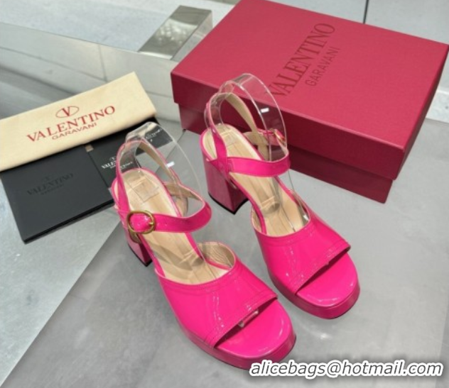 Best Product Valentino Fawcette Platform Sandals 10cm in Polished Calfskin Pink 0902037