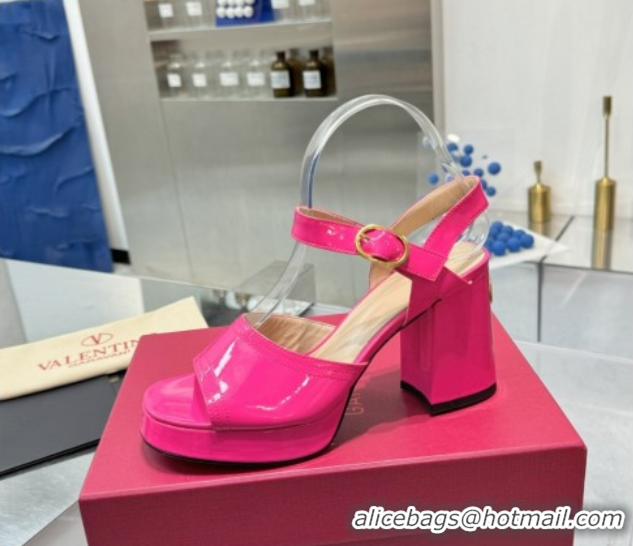 Best Product Valentino Fawcette Platform Sandals 10cm in Polished Calfskin Pink 0902037