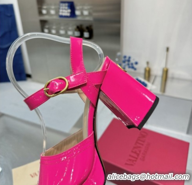 Best Product Valentino Fawcette Platform Sandals 10cm in Polished Calfskin Pink 0902037