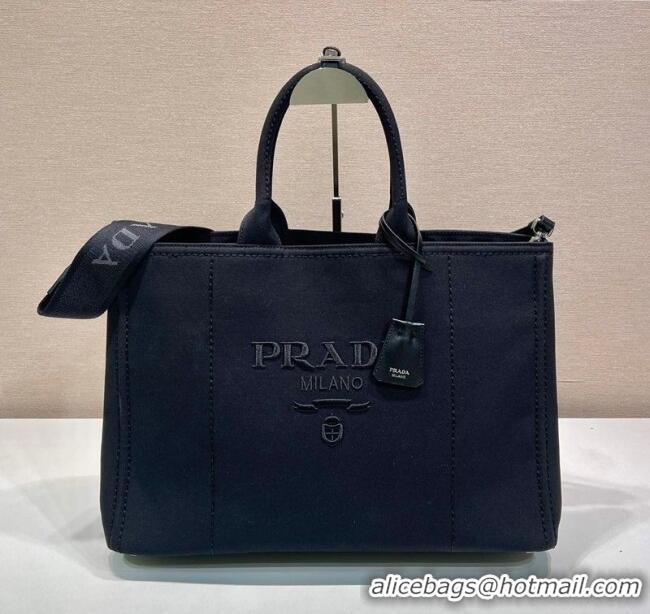 Buy Discount Prada Mens Jardiniere extra-large cotton canvas tote bag 2VG131 Black 2025