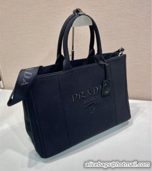 Buy Discount Prada Mens Jardiniere extra-large cotton canvas tote bag 2VG131 Black 2025