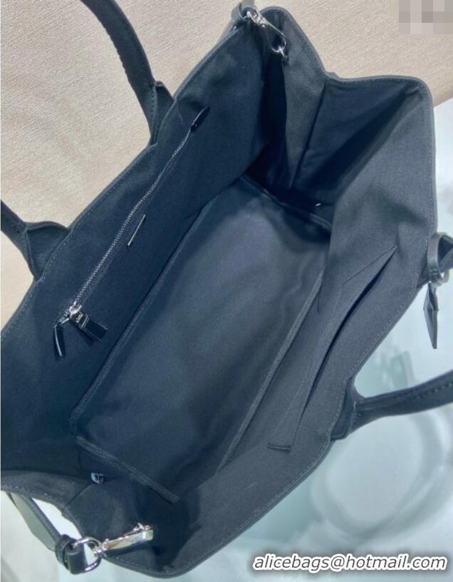 Buy Discount Prada Mens Jardiniere extra-large cotton canvas tote bag 2VG131 Black 2025