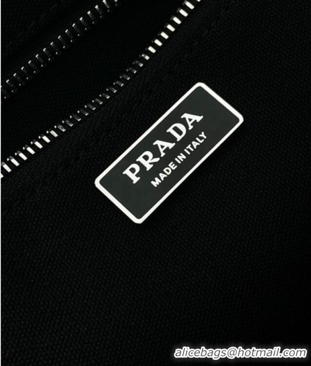 Buy Discount Prada Mens Jardiniere extra-large cotton canvas tote bag 2VG131 Black 2025