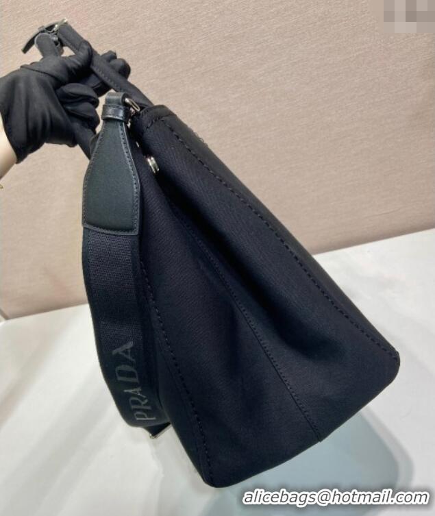 Buy Discount Prada Mens Jardiniere extra-large cotton canvas tote bag 2VG131 Black 2025