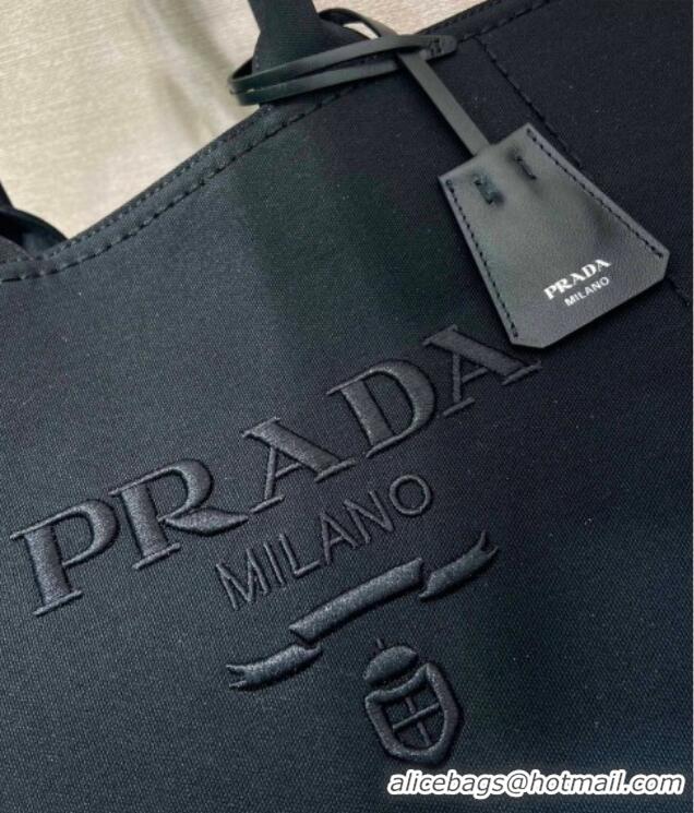 Buy Discount Prada Mens Jardiniere extra-large cotton canvas tote bag 2VG131 Black 2025