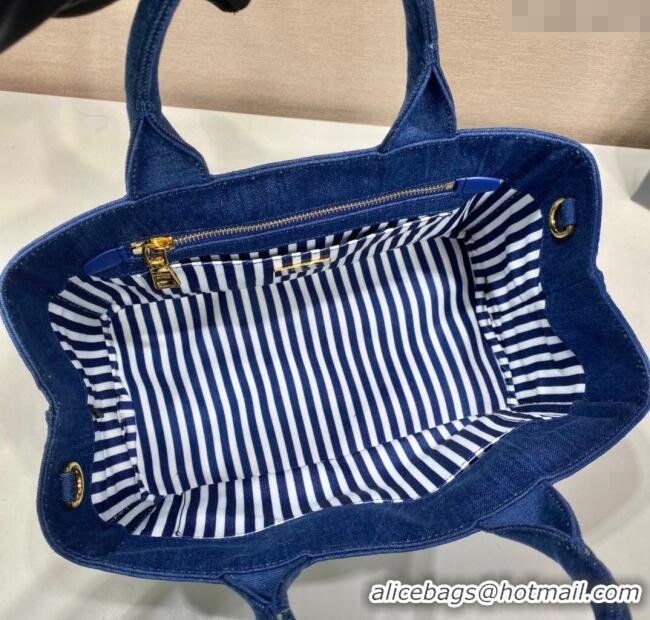 Buy Discount Prada Printed Fabric Tote Bag 1BG439 Denim Blue 2025