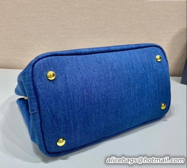 Buy Discount Prada Printed Fabric Tote Bag 1BG439 Denim Blue 2025