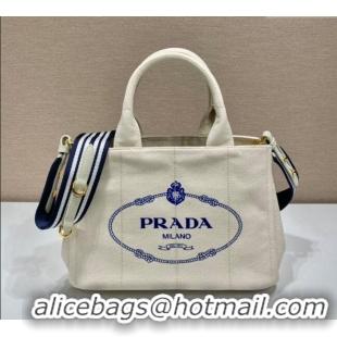 Buy Fashion Prada Printed Fabric Tote Bag 1BG439 White 2025