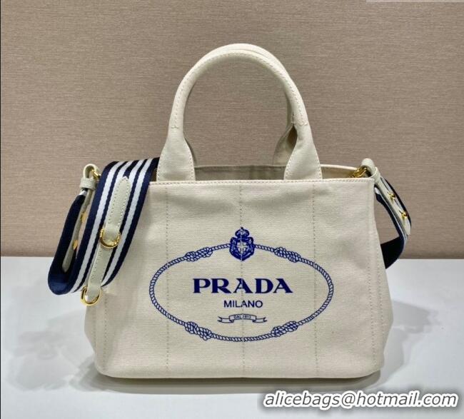 Buy Fashion Prada Printed Fabric Tote Bag 1BG439 White 2025