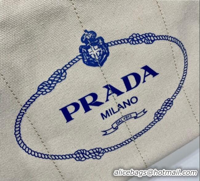 Buy Fashion Prada Printed Fabric Tote Bag 1BG439 White 2025