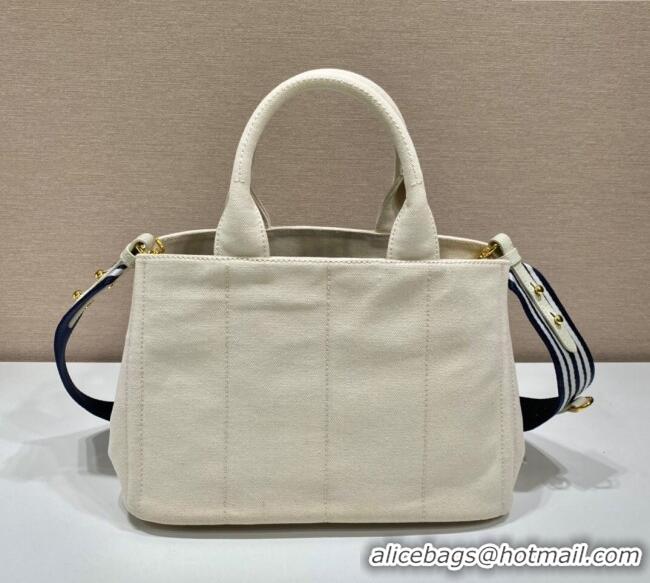 Buy Fashion Prada Printed Fabric Tote Bag 1BG439 White 2025