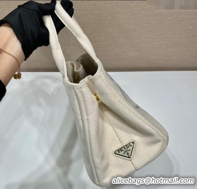 Buy Fashion Prada Printed Fabric Tote Bag 1BG439 White 2025