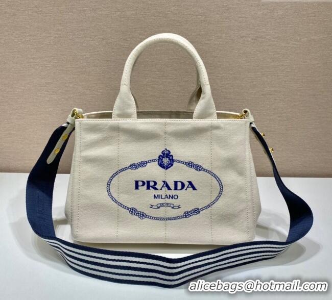 Buy Fashion Prada Printed Fabric Tote Bag 1BG439 White 2025