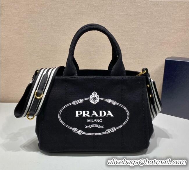 Reasonable Price Prada Printed Fabric Tote Bag 1BG439 Black 2025