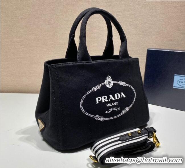 Reasonable Price Prada Printed Fabric Tote Bag 1BG439 Black 2025