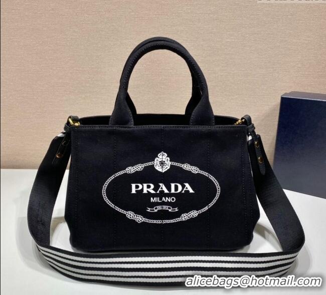 Reasonable Price Prada Printed Fabric Tote Bag 1BG439 Black 2025